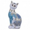 By SIGRIS Figure Résine de chat bleue 29x10x15cm Figure de chat de la décoration de la maison Décoration de la maison