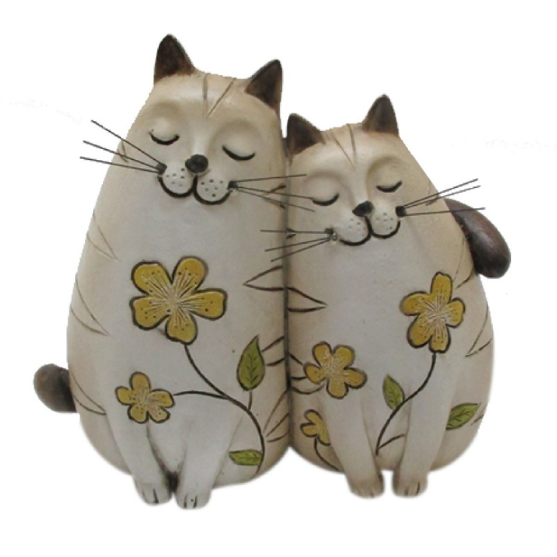 By SIGRIS Figure Cats 2 Unités Résine Blanche 13x7x14cm Figure Cat Figure à la maison Décoration Résine Figurines pour Jardin