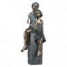 By SIGRIS Figure Couple Assise Résine dorée 39x12x15cm Personne Figure Accueil Décoration Résine Figures pour Jardin