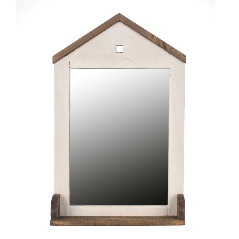 By SIGRIS Miroir en forme de mur de miroir Maison blanche en bois 66 * 9 * 41cm miroir