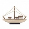 By SIGRIS Bateau de pêche en bois blanc 25 * 9 * 35cm Modélisation de bateau