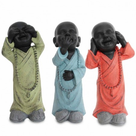 Bouddhas je ne vois pas je n'entends pas je ne parle pas debout Comprend 3 unités Figurines de bouddhas Collection Orientale