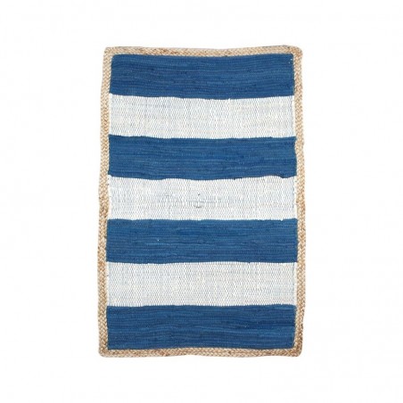 Tapis Bleu / Blanc 60X90 Cm. Tapis Textile Maison Collection Marin Et Nautique