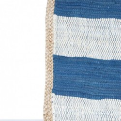 Tapis Bleu / Blanc 60X90 Cm. Tapis Textile Maison Collection Marin Et Nautique