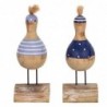 Canard 2 Unités en bois bleues | Figure Marinera Appliquer des ornements nautiques muraux 17x6x7cm