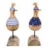 Canard 2 Unités en bois bleues | Figure Marinera Appliquer des ornements nautiques muraux 17x6x7cm