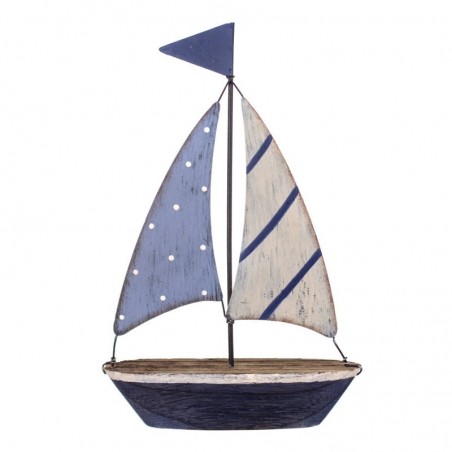 Blue Metal Voilier | Modèle de bateau Mockup Woodboat 24x5x16cm