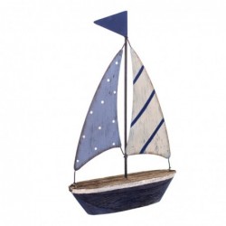 Blue Metal Voilier | Modèle de bateau Mockup Woodboat 24x5x16cm