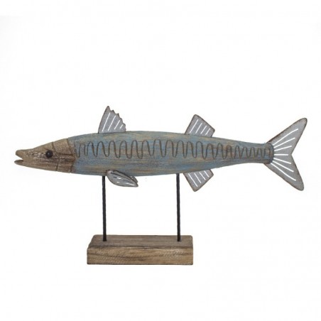 ornement poisson gris de bois | Figure Marinera Appliquer des ornements nautiques muraux 18x5x33cm