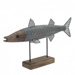 ornement poisson gris de bois | Figure Marinera Appliquer des ornements nautiques muraux 18x5x33cm