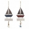 Ornement de bateau 2 Unités en bois rouge | Pendentif appliquer des ornements nautiques muraux 30x2x11cm