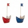 Bateau avec drapeau 2 Unités métalliques rouges | Figure Marinera Appliquer des ornements nautiques muraux 18x5x14cm