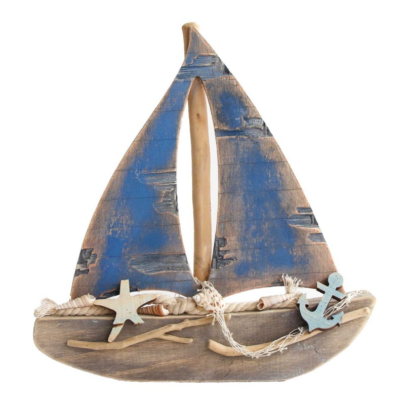 Boat Bleu Bleu Bleu | Modélisation de bateaux maquette voilier bois 32x5x30cm