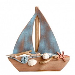 Bateau de voilier brun bois | Modèle de bateau Mockup Woodboat 20x6x19cm