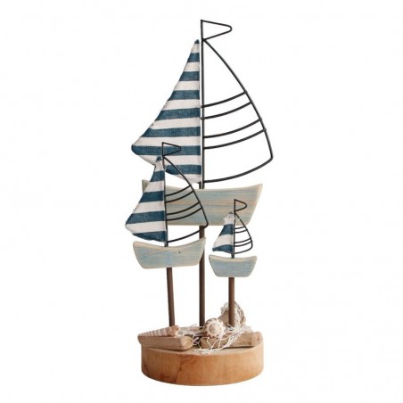 Figure Bois Bleu Voilier | Voilier Voilier Figure Voilier 36x12x16cm