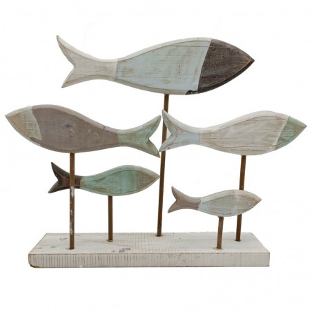 ornement poisson en bois gris | Figure Marinera Appliquer des ornements nautiques muraux 31x9x43cm