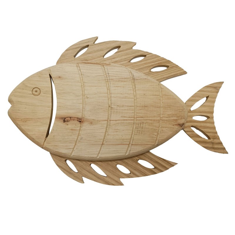 Poisson brun en bois | Figure Marinera Appliquer des ornements nautiques muraux 22x2x32cm