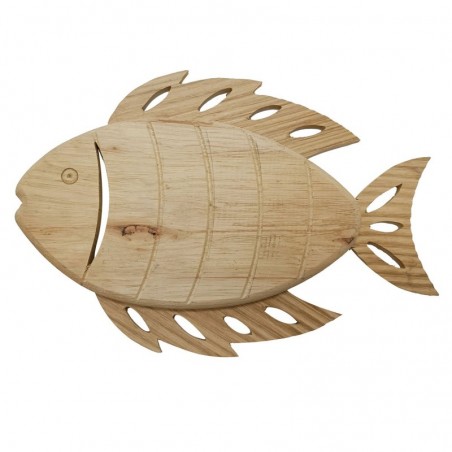 Poisson brun en bois | Figure Marinera Appliquer des ornements nautiques muraux 22x2x32cm