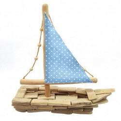 Boat Bleu Bleu Bleu | Modèle de bateau Mockup Voilier Wood 36x12x32cm