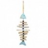 Pendentif marin en bois bleu | Pendentif appliquer des ornements nautiques muraux 36x8x16cm