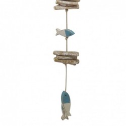 Pendentif marin en bois bleu | Pendentif appliquer des ornements nautiques muraux 80x10x10cm