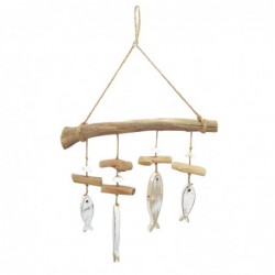 Pendentif marin en bois blanc | Pendentif Appliquer des ornements nautiques muraux 40x10x38cm