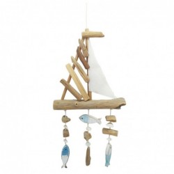 Pendentif marin en bois bleu | Pendentif Appliquer des ornements nautiques muraux 57x6x30cm