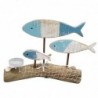 Poisson ornement bois bleu | Figure Marinera Appliquer des ornements nautiques muraux 19x6x31cm