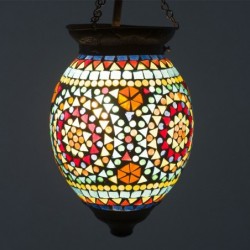 Lampe de plafond marocain Verre en verre multicolore | Lampe de toit Lampe nuit Table de nuit Morochan Lampes 24x16x16cm