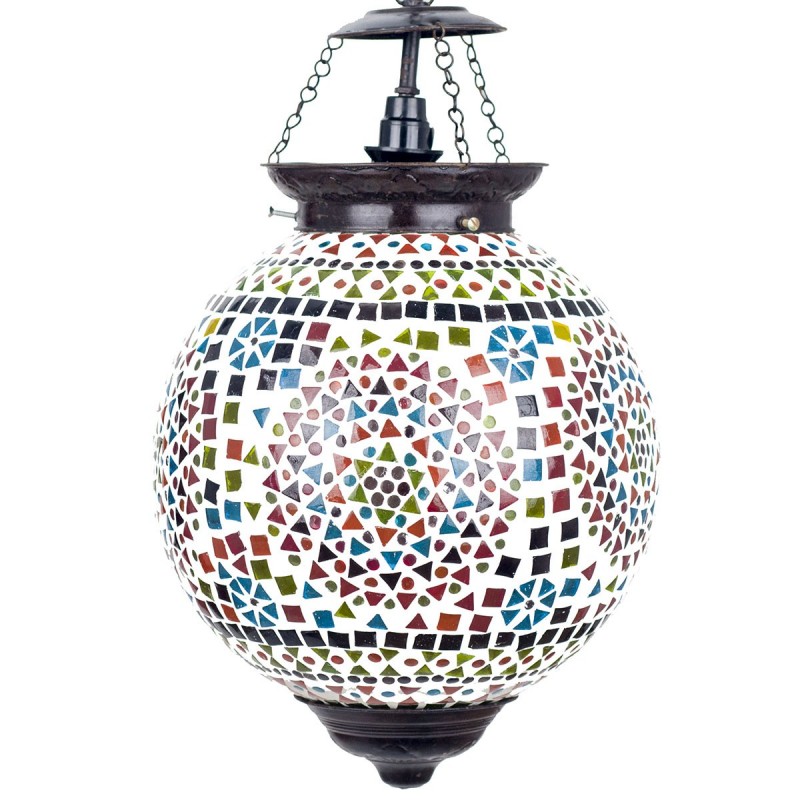 Lampe de plafond marocain Verre en verre multicolore | Lampe de toit Lampe Table de soirée Morochan Lampes 33x28x28cm