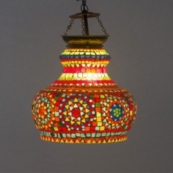 Lampe de plafond marocain Verre en verre multicolore | Lampe de toit Lampe nuit Table de nuit Morochan Lampes 27x28x28cm