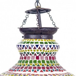 Lampe de plafond marocain Verre en verre multicolore | Lampe de toit Lampe nuit Table de nuit Morochan Lampes 27x28x28cm