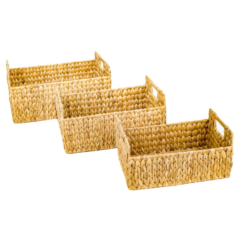 Plateaux 3 Unités Palmier brun et herbe marine | Panier plateau décoratif Table plateau osier 18x27x37cm