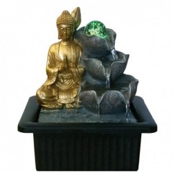 Fontaine Bouddha avec une résine de lumière dorée | Fontaine de fontaine avec police décorative de Bouddha 22x18x21cm