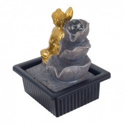 Fontaine Bouddha avec une résine de lumière dorée | Fontaine de fontaine avec police décorative de Bouddha 22x18x21cm