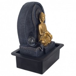 Fontaine Bouddha avec une résine de lumière dorée | Fontaine de fontaine avec polices décoratives de Bouddha 37x22x30cm