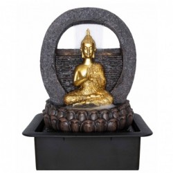 Fontaine Bouddha avec une résine de lumière dorée | Fontaine police avec polices décoratives de Bouddha 40x22x30cm