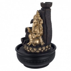 Fuente Ganesha avec une résine dorée Light | Fontaine Fontaine avec fontaine décorative de Bouddha 41x27x27cm