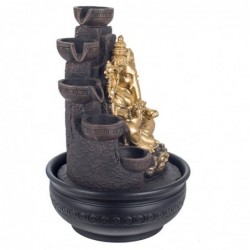 Fuente Ganesha avec une résine dorée Light | Fontaine Fontaine avec fontaine décorative de Bouddha 41x27x27cm