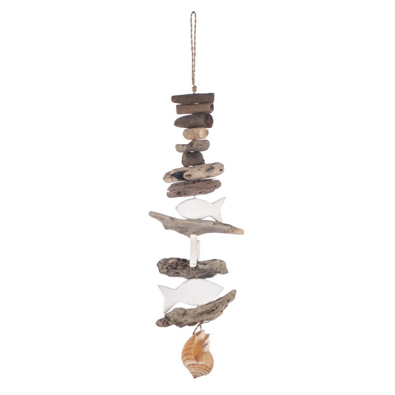 Pendentif marin brun en bois | Pendentif Appliquer des ornements nautiques muraux 40x13x13cm