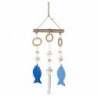 Pendentif marin en bois bleu | Pendentif appliquer des ornements nautiques muraux 36x5x16cm
