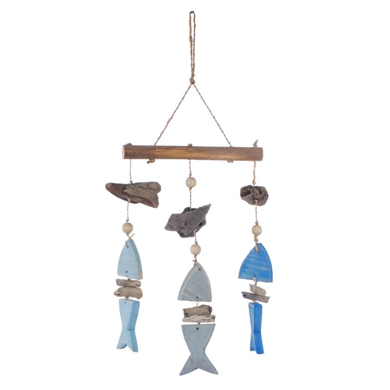 Pendentif marin en bois bleu | Pendentif Appliquer des ornements nautiques muraux 32x4x20cm