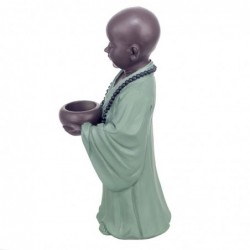 Figure Monk avec boîte de résine verte | Figurine de Buddha Figure Décoration Salon 30x12x12cm