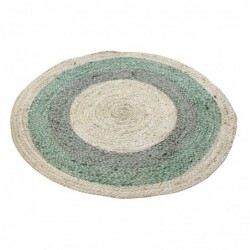 Tapis bleu de 70% coton 30% Jute | Tapis Tapis Esparto Tapis Salon Tapis Spot rectangulaire 1x90x90cm