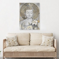 Peinture Gris Peinture Bouddha | Boîte de boîte de décoration de boîte de décoration pour les chambres modernes 100x5x80cm