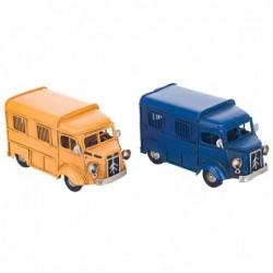 Figure Camion Vintage 2 Unités Blue Tin et Résine Modélisation des véhicules terrestres 6x6x11cm