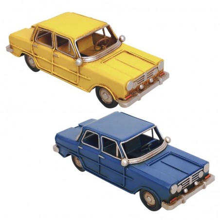 Unités d'étain jaune de voiture 2 classiques | Modélisation des véhicules terrestres décor de voitures en métal 6x7x17cm