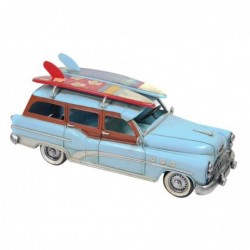 Figure Voiture Surf Beach Blue Tin and Resine | Modélisation des véhicules terrestres surfant surfer 14x13x32cm