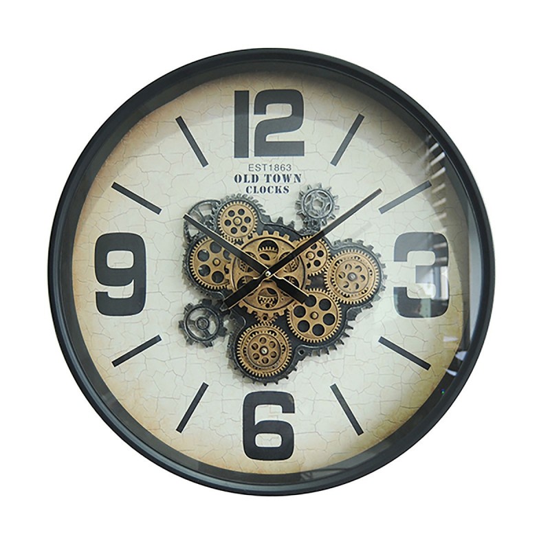 Mur d'horloge avec mécanisme blanc en métal et en verre | Montre Vintage Watch Wall Vintage Horloge murale 60x8x60cm