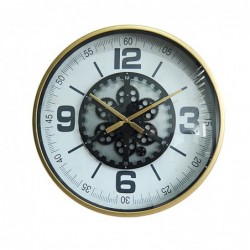 Mur d'horloge avec mécanisme blanc en métal et en verre | Montre Montre Vintage Wall Vintage Horloge murale 60x9x60cm